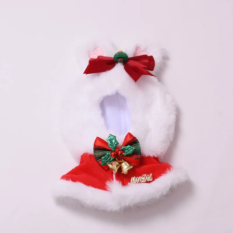 

Christmas Themed Outfits For 15/17cm 1st 2nd 3rd Gen Labubu Dolls Featuring Red Christmas Capes With Furry Edges Accessories