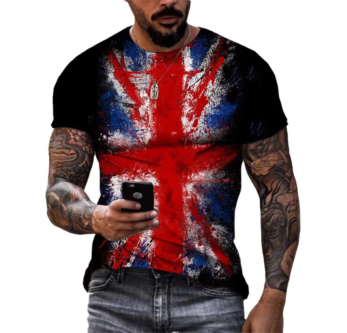 American Flag Pattern Summer Fashion Taste Men's 3D Printed Brazilian Flag T-Shirt Trendy Street Tough Guy Plus Size Premium Top