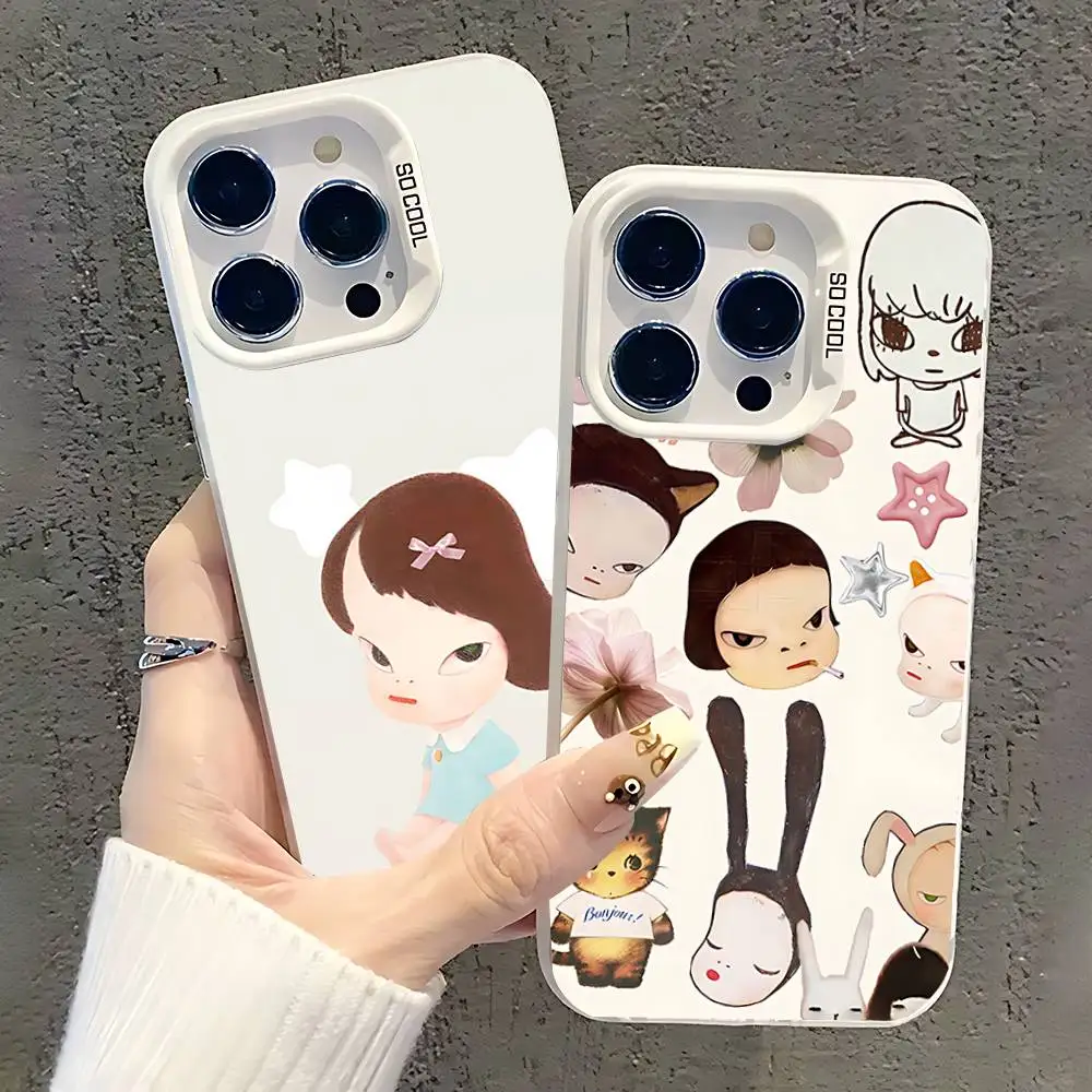 

Y-Yoshitomo Nara Big-headed girl Phone Case For iPhone 17,16,13,12,11,15,14,Pro,Max,Plus,SE4,Air,Mini White IMD Matte