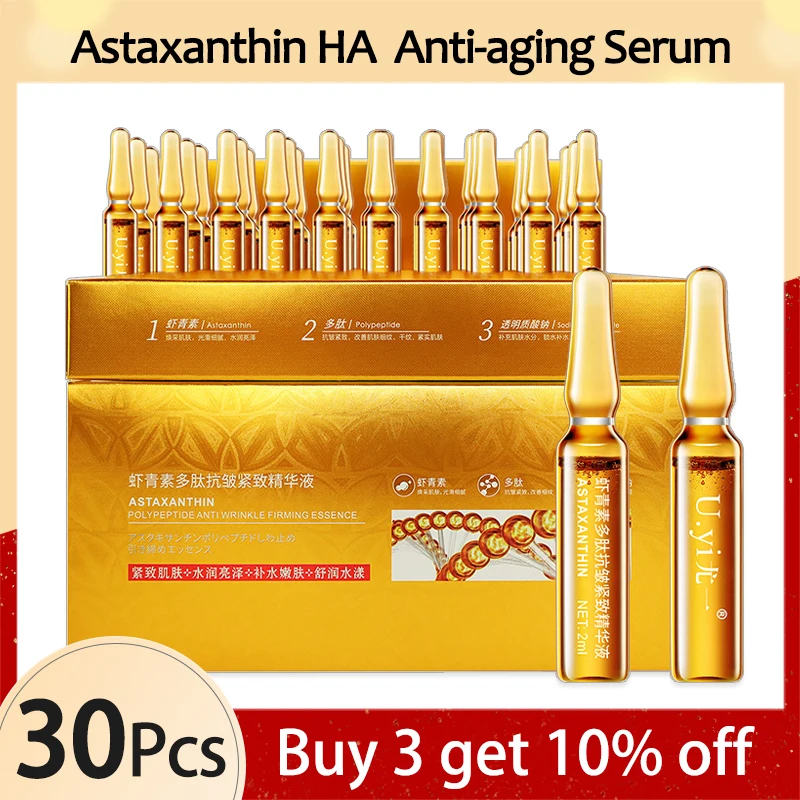 Effective Anti-Ageing Wrinkle Facial Serum Astaxanthin Rejuvenating Skin Hyaluronic Acid Essence Removing Acne Promote Collagen