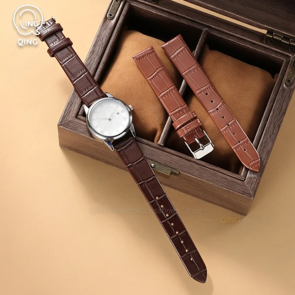8mm 10mm 12mm 14mm 16mm Soft Slim Leather Watch Strap Leather Bamboo Pattern Leather Women Watchbands Business High Quality Band