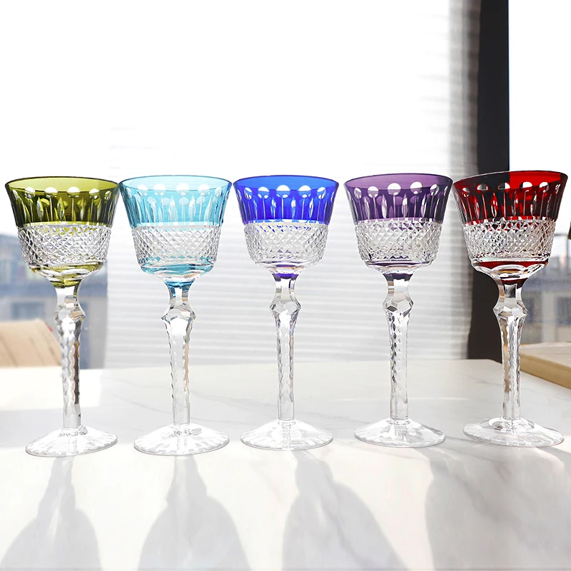 

Crystal Wine Glasses Multicolor Champagne Flute Glass Cup Handmade Hand Carved Edo Kiriko Wedding Gift With Box 1PC