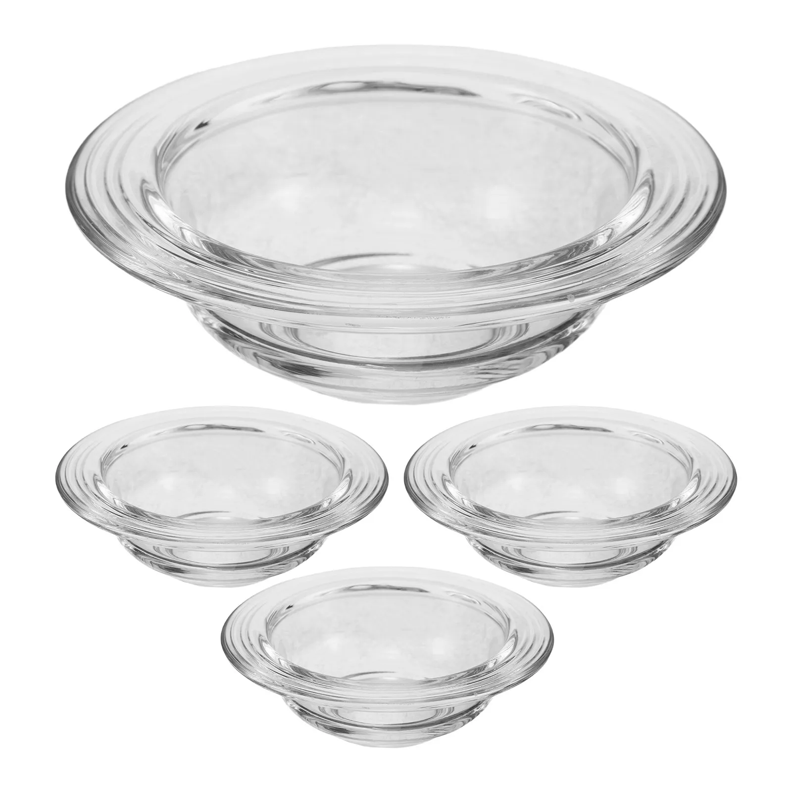 4Pcs Glass Wax Warmer Replacement Dish Transparent Aromatherapy Wax Melt Bowl Replacement Plate for Home Office Living Room