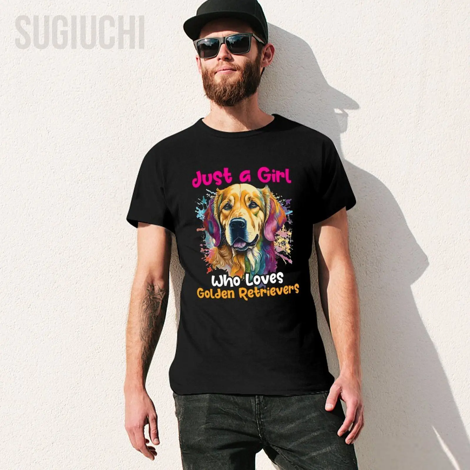 Unisex Men Just A Girl Who Loves Golden Retrievers Dog Canine Lover Tshirt Tees T Shirts Women Boys 100% Cotton T-Shirt