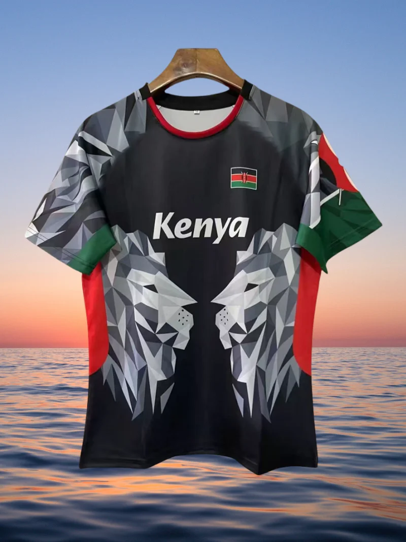 

2025 New Kenya Rugby Union Jerseys Short Sleeves T-Shirts Sportswear 3D Printing Breathable Comfortable Short Sleeves Motorcycle