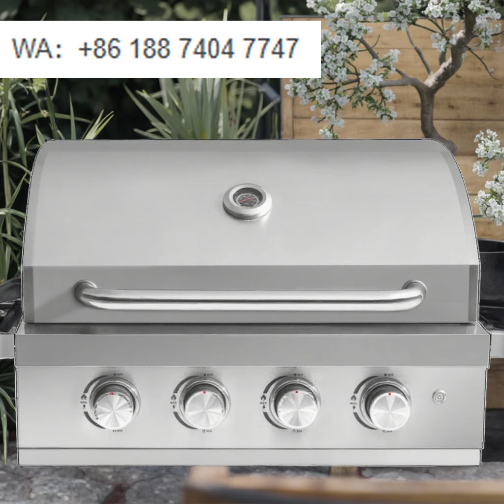 

Factory Direct 4-Burner Gas Grill for Outdoor Kitchen Countertop Built-In Electronic Ignition Baking Function BBQ Grill
