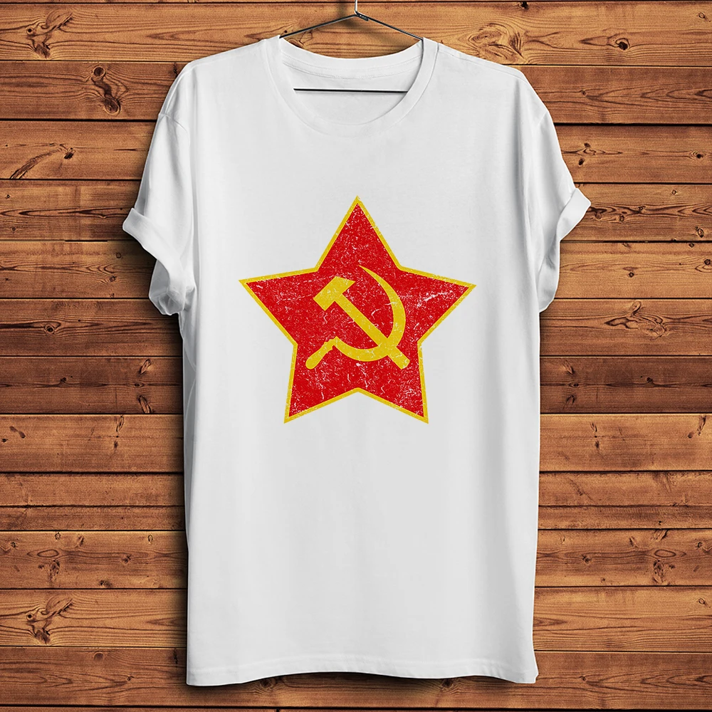 Hammer Sickle Socialist Red Star Vintage USSR Tshirt,Men Short Sleeve Casual Tee,Funny Unisex CCCP T-Shirt,breathable Print