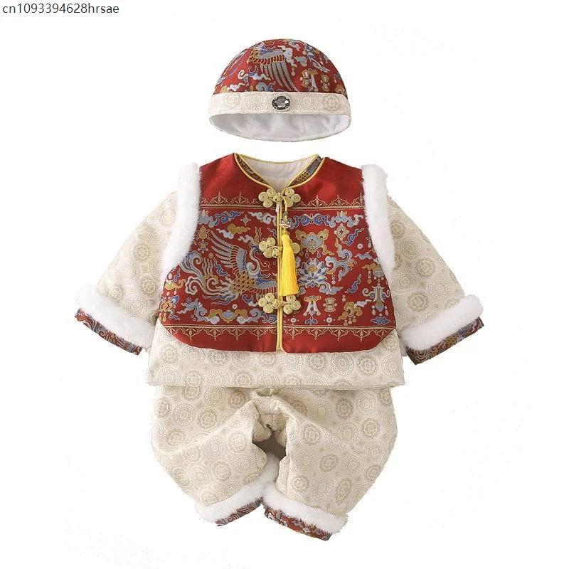 طفل رضيع السنة الجديدة شيونغسام الملابس الصينية التقليدية سنة واحدة حفل عيد ميلاد الشتاء هانفو الزي الثقافي #5