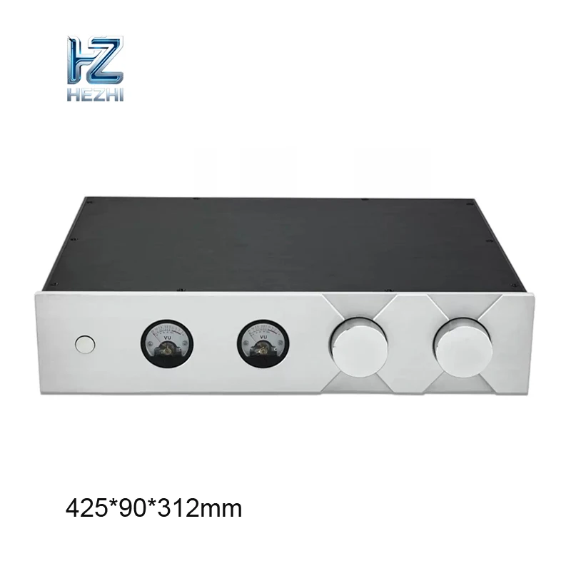 HZ 425*90*312mm All Aluminium Power Amplifier Chassis Enclosure VU Meter Preamplifier HiFi Audio Diy Case Shell