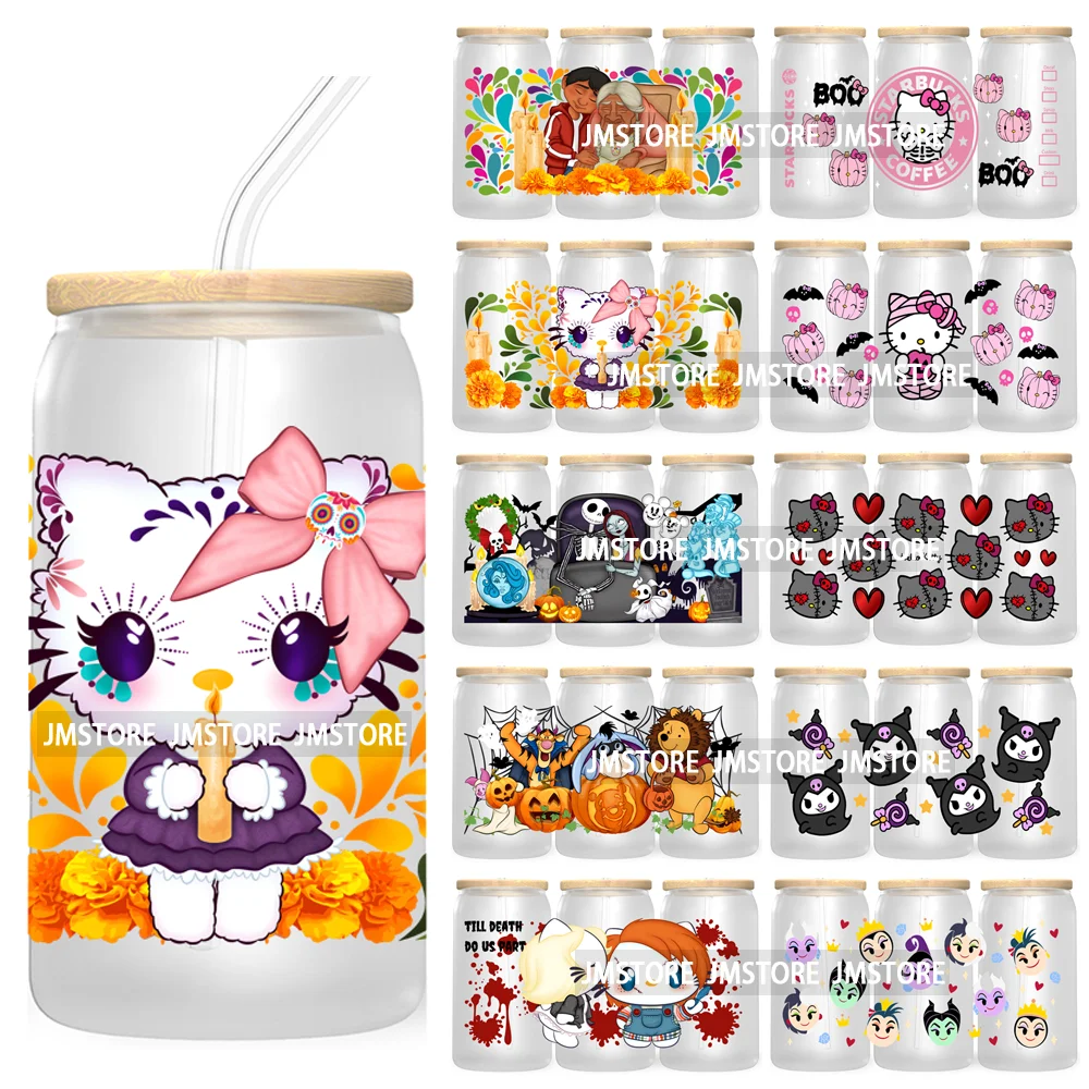

Halloween Boo Cartoon Pumpkin 16OZ UV DTF Cup Wrap Transfers Stickers Custom Labels Durable Waterproof Logo For Libbey Glass Can