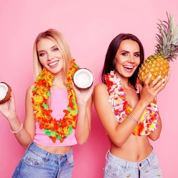 Couronne de Fleurs Artificielles pour ixHawaïenne, Guirxiété d'Été sur le Thème de la Plage, Accessoires de Décoration pour Mariage, Anniversaire, 24/48 Pièces