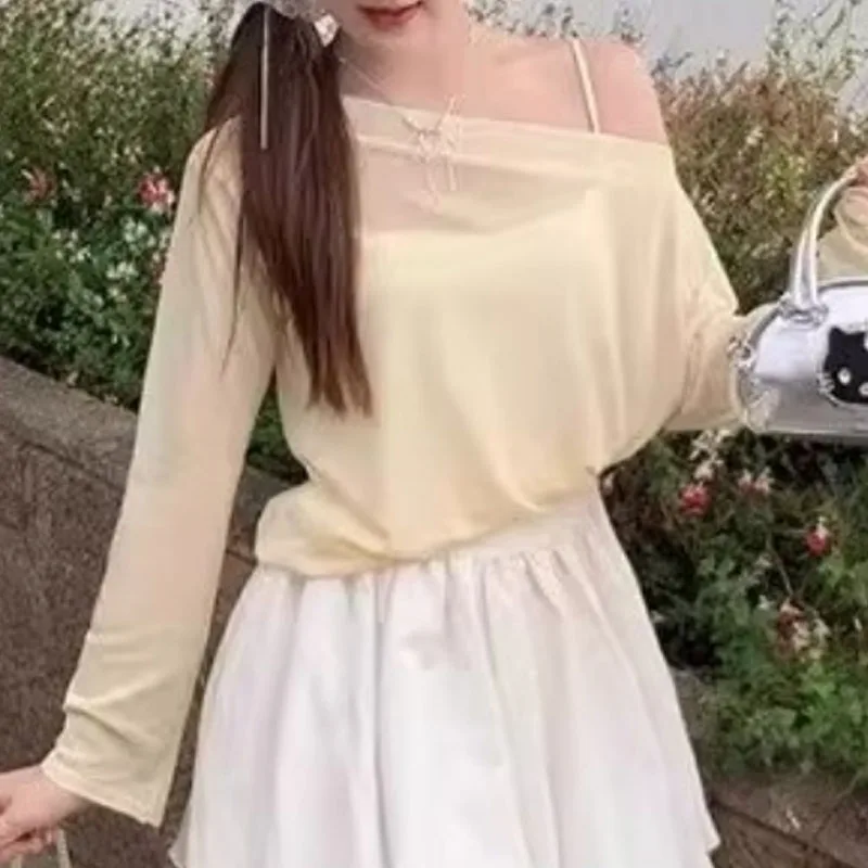 

Новый женский вязаный свитер-пуловер с вырезом-лодочкой и длинным рукавом, солнцезащитный трикотажный пуловер, женские топы, свитеры Q3577