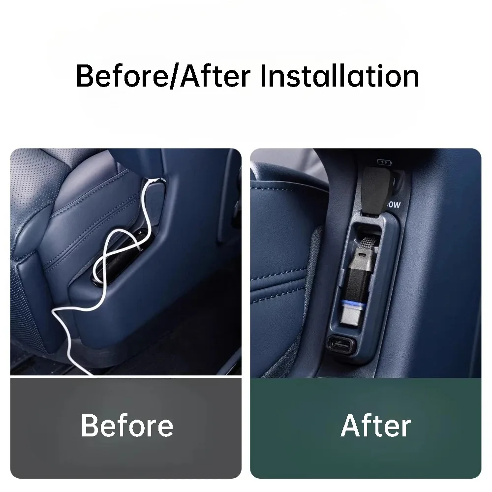 For Zeekr 9X 2025 2026 Car Second Row Seat Dock Rear Fast Charging Retractable Cable Charger Extension Cord Interior Accessories
