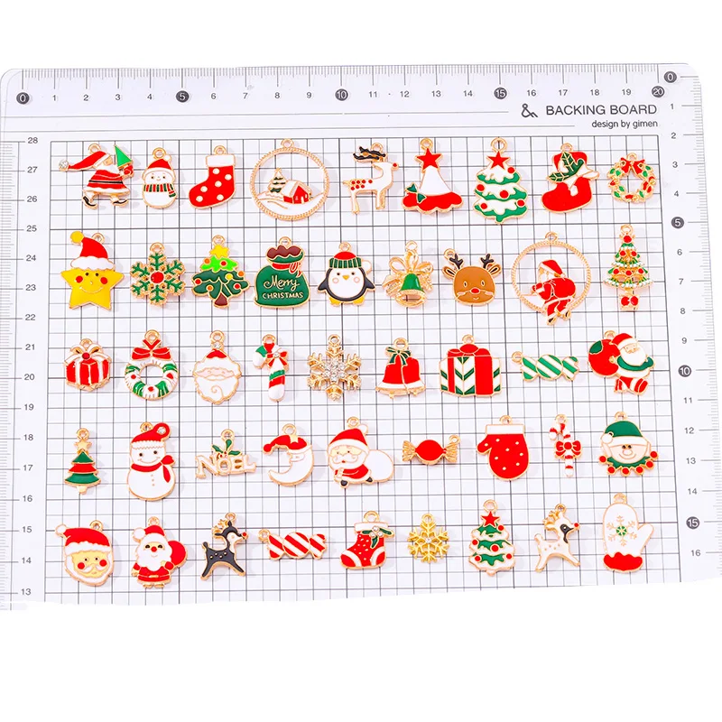 10Pcs Colorful Santa Christmas Tree Snowflake Mini Gift Enamel Pendant Charm for Jewelry Making DIY Bracelet Earring Ornament