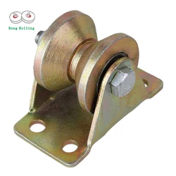 2pcs 1.2 inch sliding door pulley caster ground roller double bearing surface galvanized 45 steel main body iron bracket