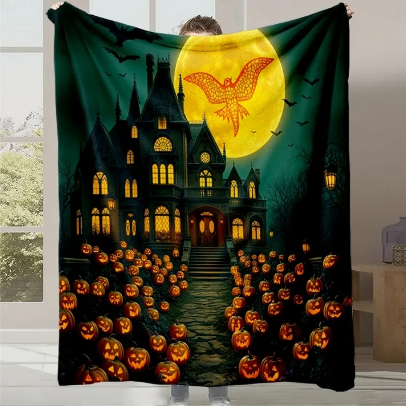 

2025 digitally printed coral fleece flannel blanket office nap casual blanket halloween gift blanket
