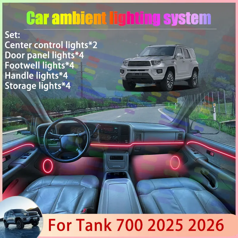 

For Tank 700 2025 2026 SUV 2/18 in 1 Car Atmosphere Light Lamp RGB Shade Ensemble Streamer Atmosphere Set Auto Part Accessories