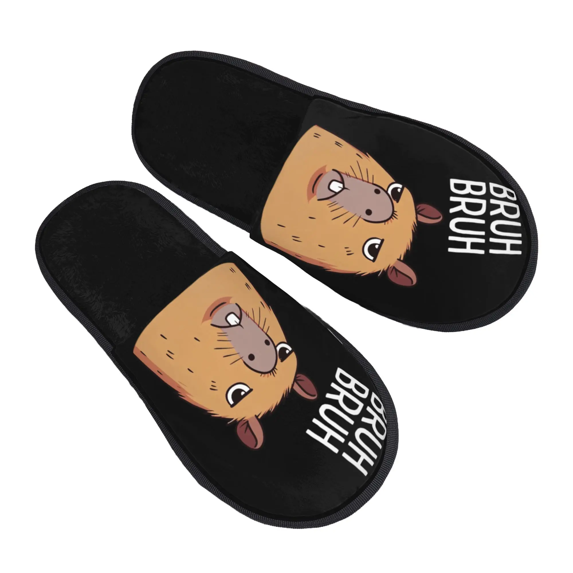 Capybara Bruh Capybara Meme Pantoufles d'intérieur pour femmes et hommes, en mousse à mémoire de forme, antidérapantes, pour chambre à coucher, dortoir, pantoufles de couple.