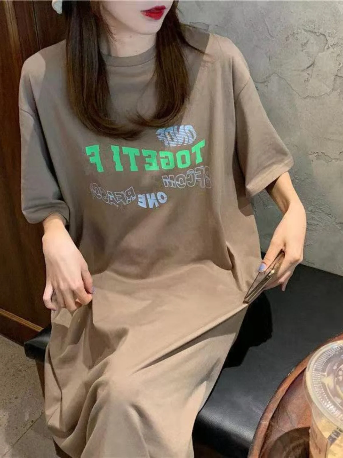 

plus Size Casual Long Svel Dr Cover Belly Women's Loose Comfortable Mid-Length T-irt Dr Summer Commute Sle