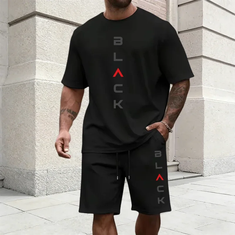 

2026 New Arrival Men's Tracksuit Cotton T-shirt and Sports Shorts Summer Urban Casual Fashion Short Sleeve Outfit 2pcs Set S-3XL