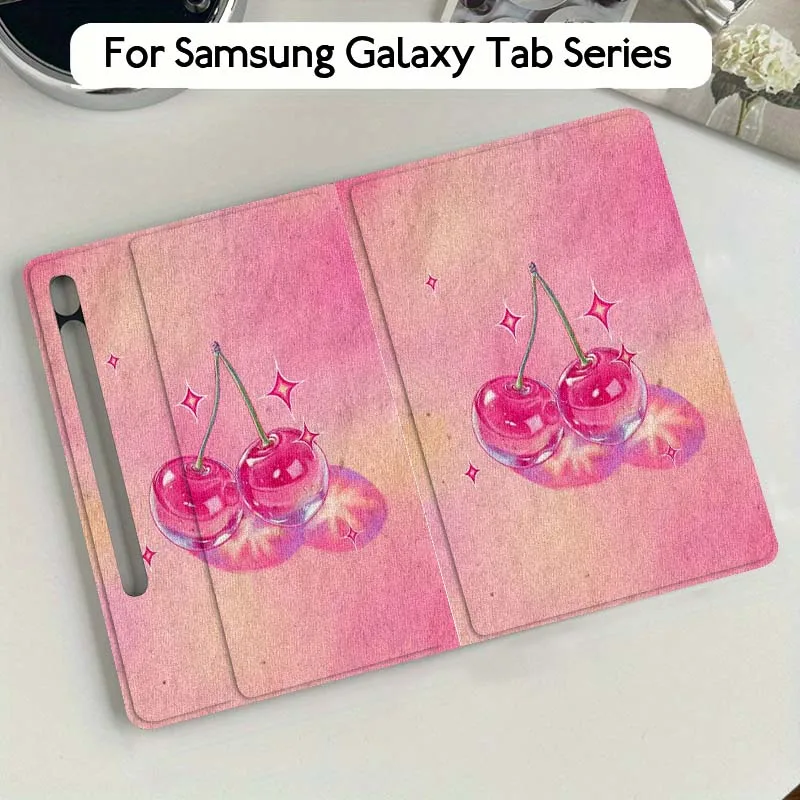

Блестящий вишнево-розовый чехол для Samsung Galaxy Tab S10 S9 S8 S7 FE Lite, мягкий, гибкий, с поддержкой, подарок