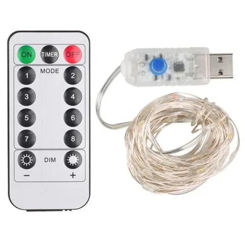 Controle remoto LED String Lights, Guirlandas de Natal, Fairy Lights, ao ar livre, 8 modos, 10m, 20m