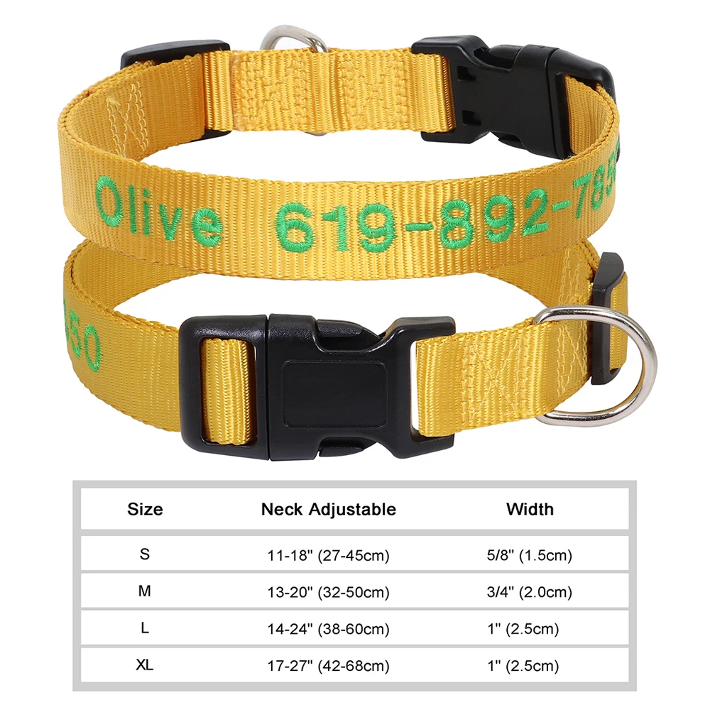 Verstelbare Nylon Geborduurde Halsband Aangepaste ID Naam Accessoires Huisdier Halsbanden Voor Kleine Middelgrote Honden Huisdieren Benodigdheden Perro
