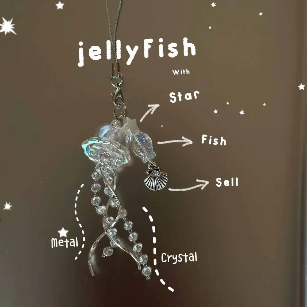 Estrela mar concha medusa chaveiro y2k cordão artesanal frisado telefone cordão oceano tema pingente medusa telefone charme