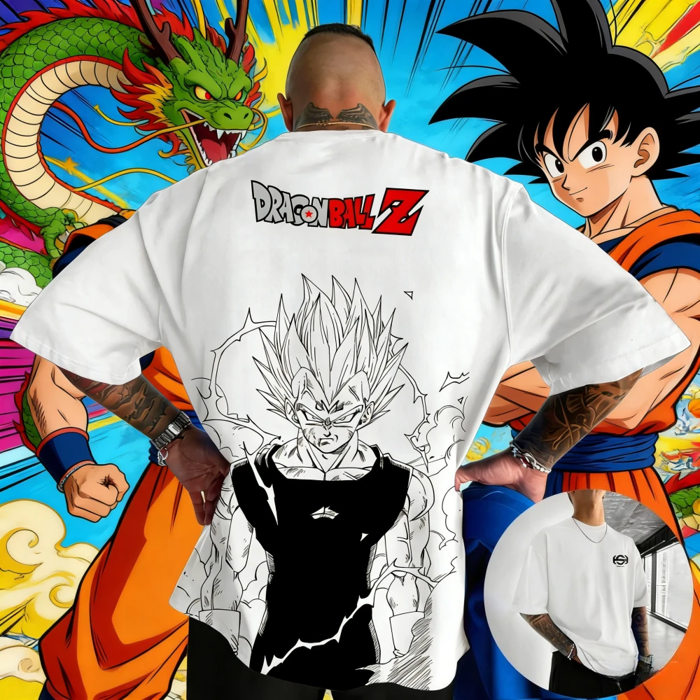 2026 Sommer Dragon Ball Serie Retro Reine Baumwolle Herren T-Shirt Wukong Bedruckt Übergroßes Freizeithemd Unisex Eltern-Kind-Set