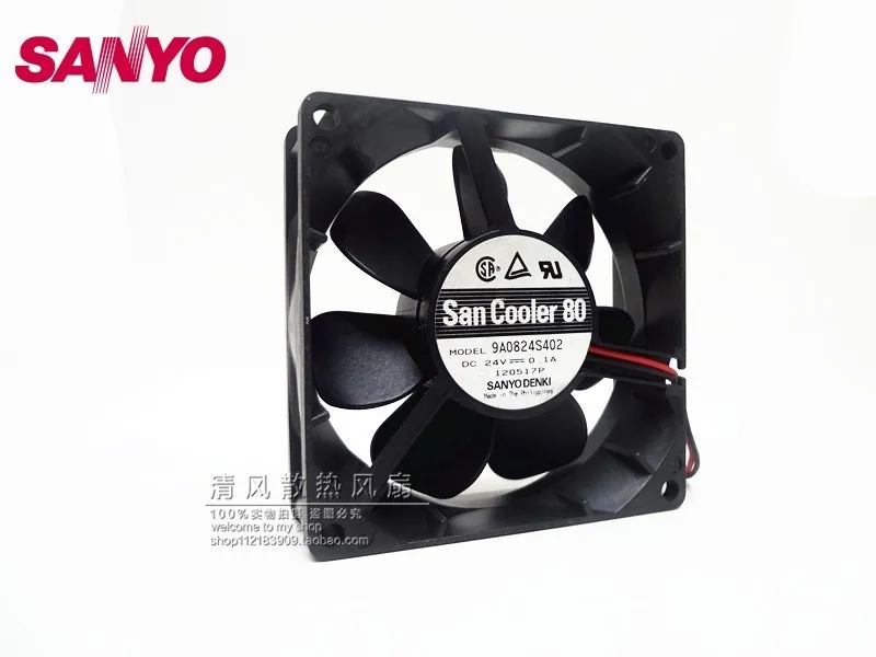 SANYO new 8025 8CM 80mm drive axial cooling fan 24V 0.1A 9A0824S402 double ball 80*80*25mm