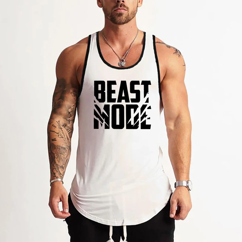 Men Workout Cotton Tank Top Sleeveless Bodybuilding Vest Gym Fitness Training Muscle Shirt Summer Sports Singlet Casual Clothing