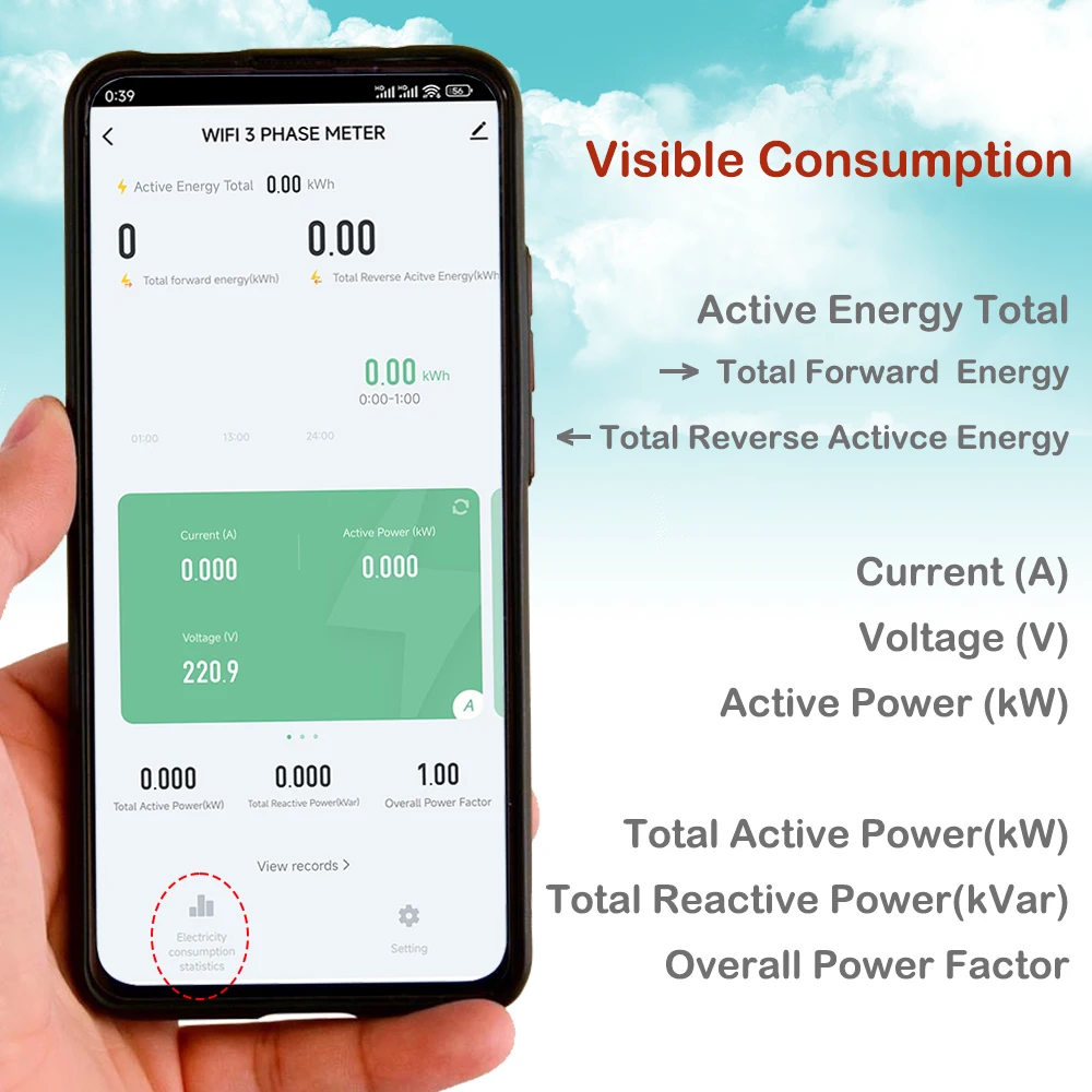 WIFI Tuya 100A Dreiphasiger Intelligenter Energiemonitor mit Externem Stromwandler CT 380V /415V 50Hz 60Hz – Detail 3