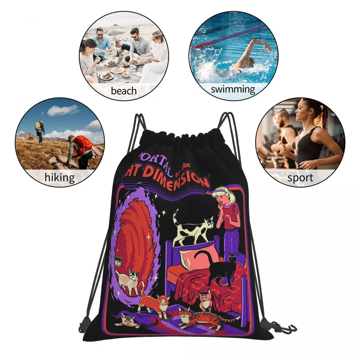 The Cat Dimension Backpacks Multi-function Portable Drawstring Bags Sports Bag Book Bags For Travel School