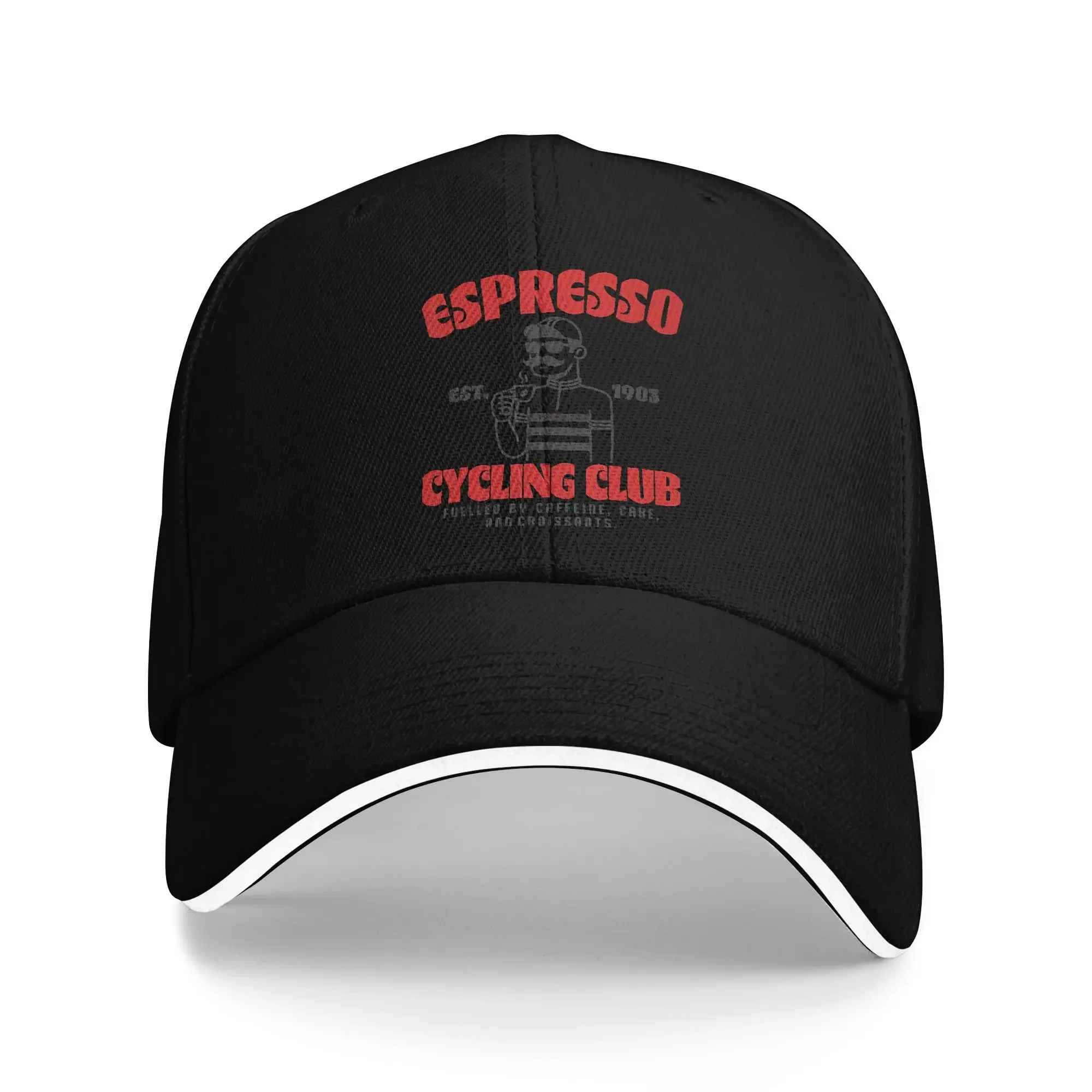 New Espresso Cycling Club Coffee Cake Sandwich Baseball Cap Polyester Road Cyclist Snapback Hat Unisex Outdoor Adjustable Adult