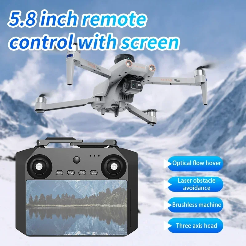 New M108 Plus GPS Brushless Profesional Drone With Touch Screen 3-Axis Gimbal Obstacle Avoidance 5G FPV RC Quadcopter Dron Toy