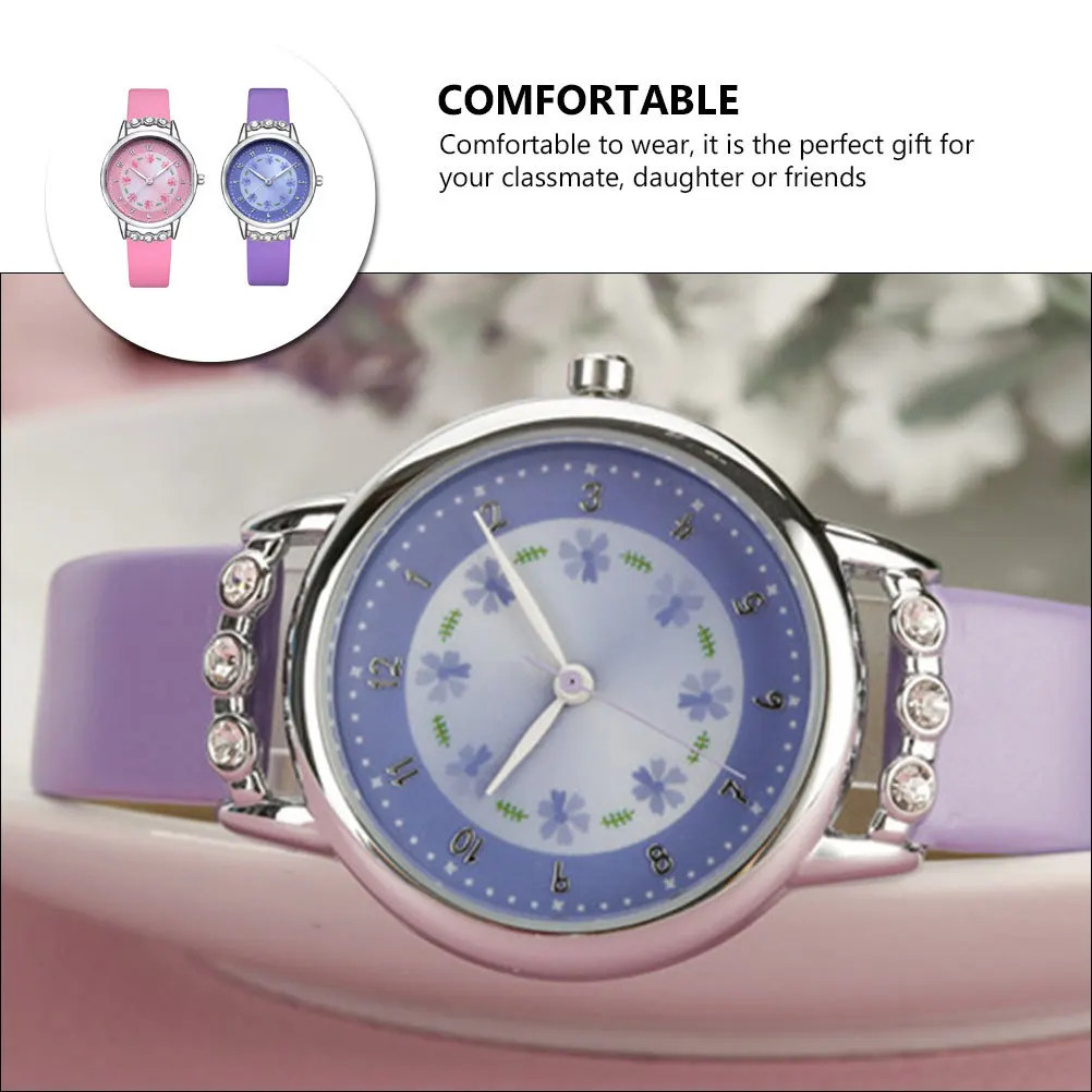 2Pcs Waterproof Wrist Watch Cartoon Design Quartz Watch for Casual Party School Gift Watches for