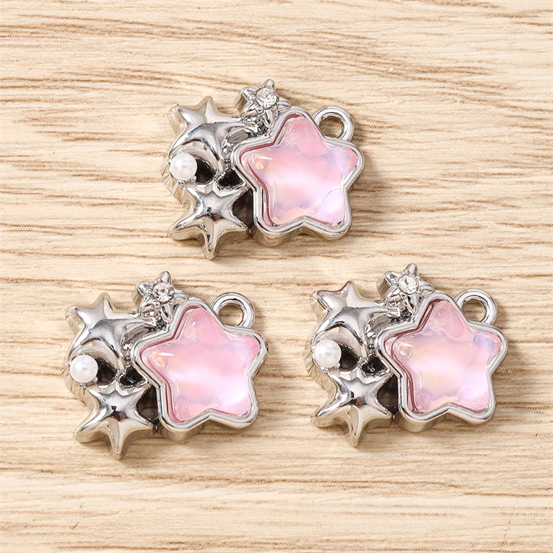 5 Stück 18x15mm Niedliche Kristall-Metall-Stern-Anhänger für die Herstellung von Ohrhängern, Halsketten, Armbändern, DIY-Bastelarbeiten und Schmuckzubehör – Detail 8