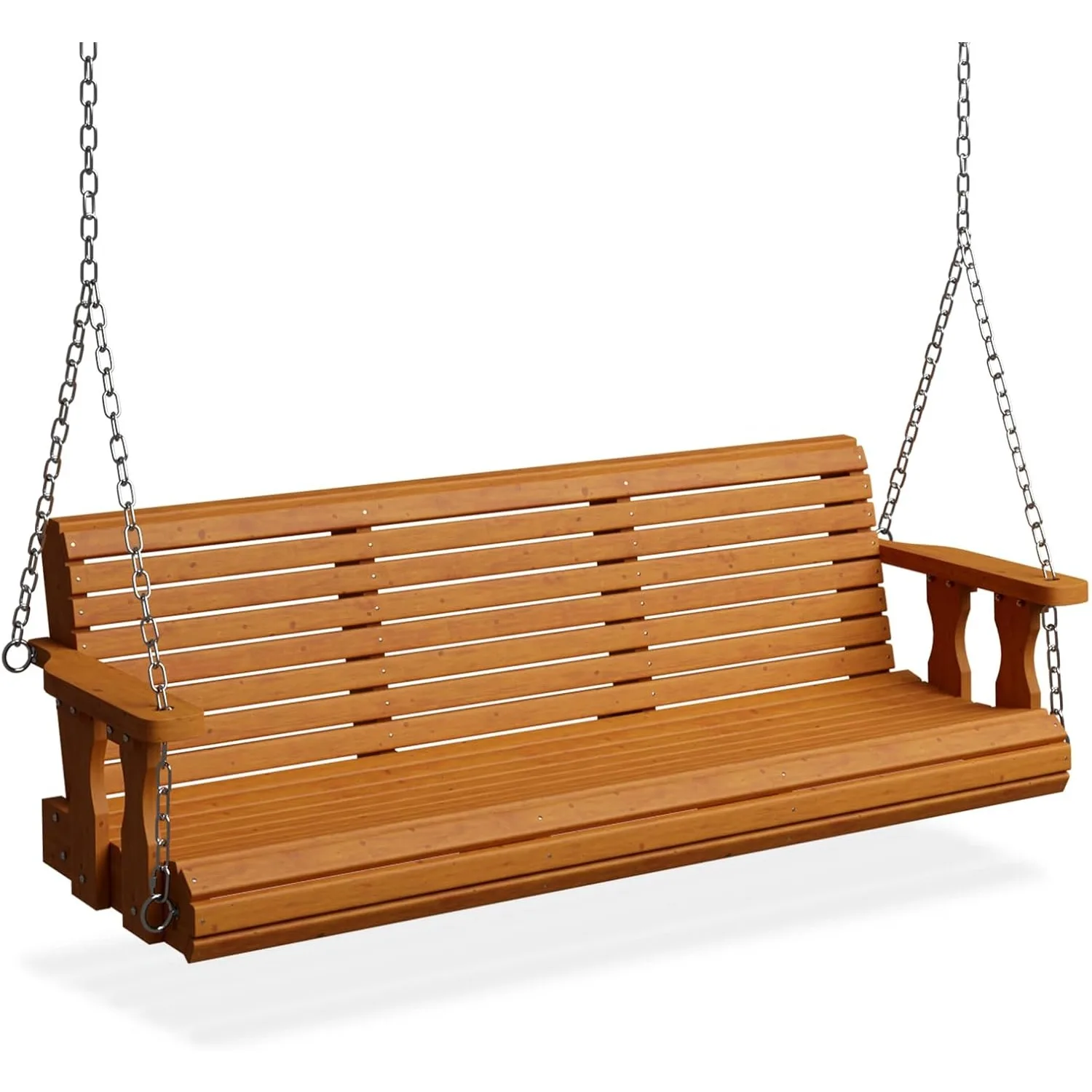 2026 Upgraded 5 FT Wooden Porch Swing, 880 LBS Heavy Duty, Brown