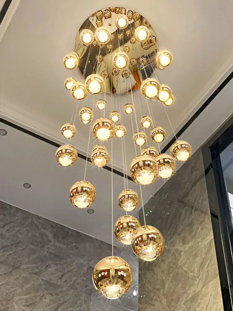 

Nordic Minimalist Staircase Lighting Chandelier Living Room Suspended Ceiling Lamp Loft Circular