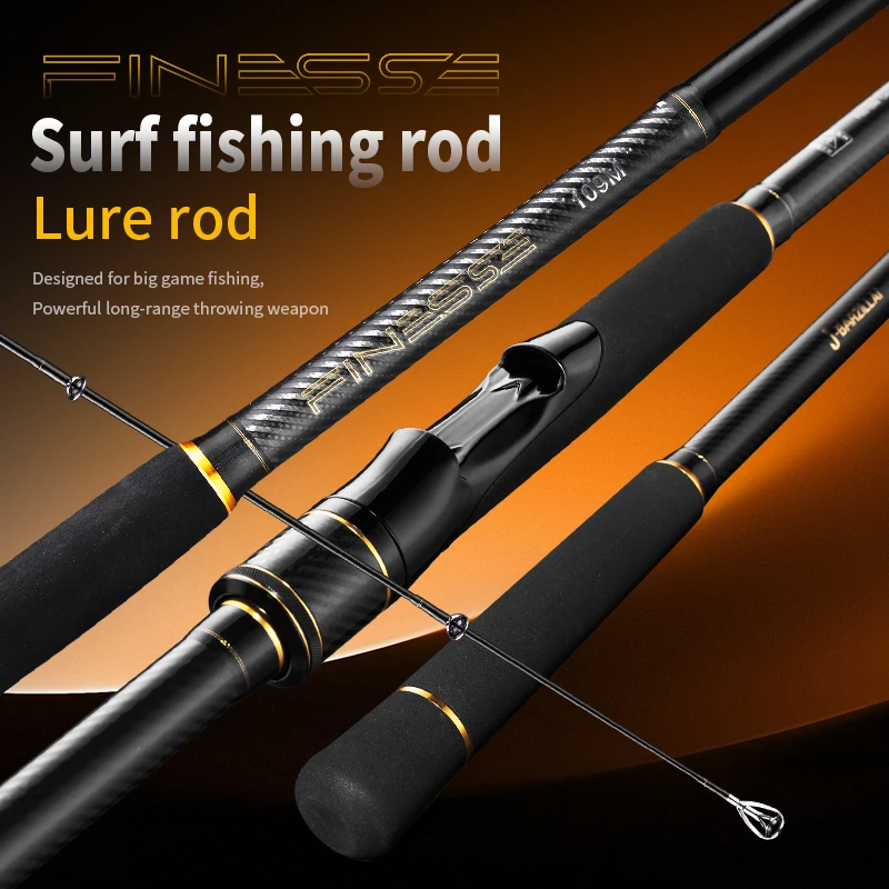 

J-BARZILLAI FINESSE 27T Carbon Surf Fishing Rod - Lightweight Casting Pole with Segmented EVA Handle