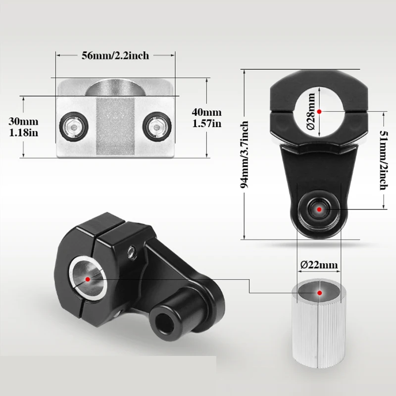 2pcs Motorcycle Accessories Universal 22-28mm Bar Clamps Raised Handlebar Handle Risers 51mm Raise Pedestal Heightening Block