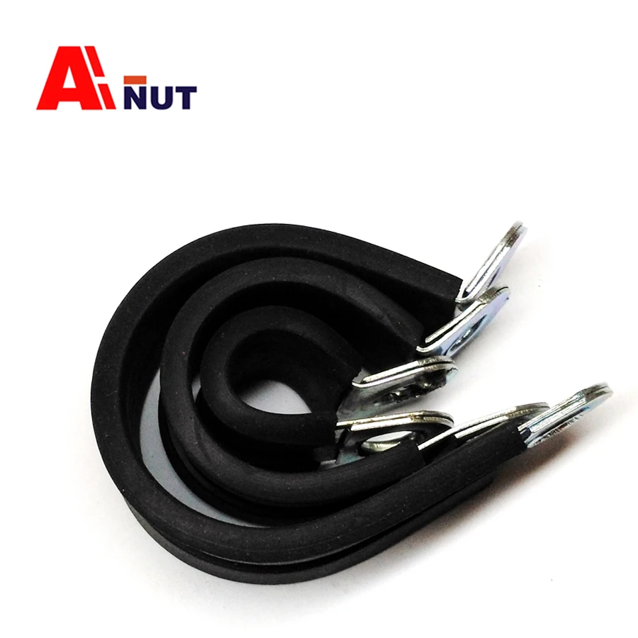 6mm-70mm【15mm Width 】Carbon Steel Cable Clamp,  P-clip Pipe Clamp Rubber Cushioned, C002