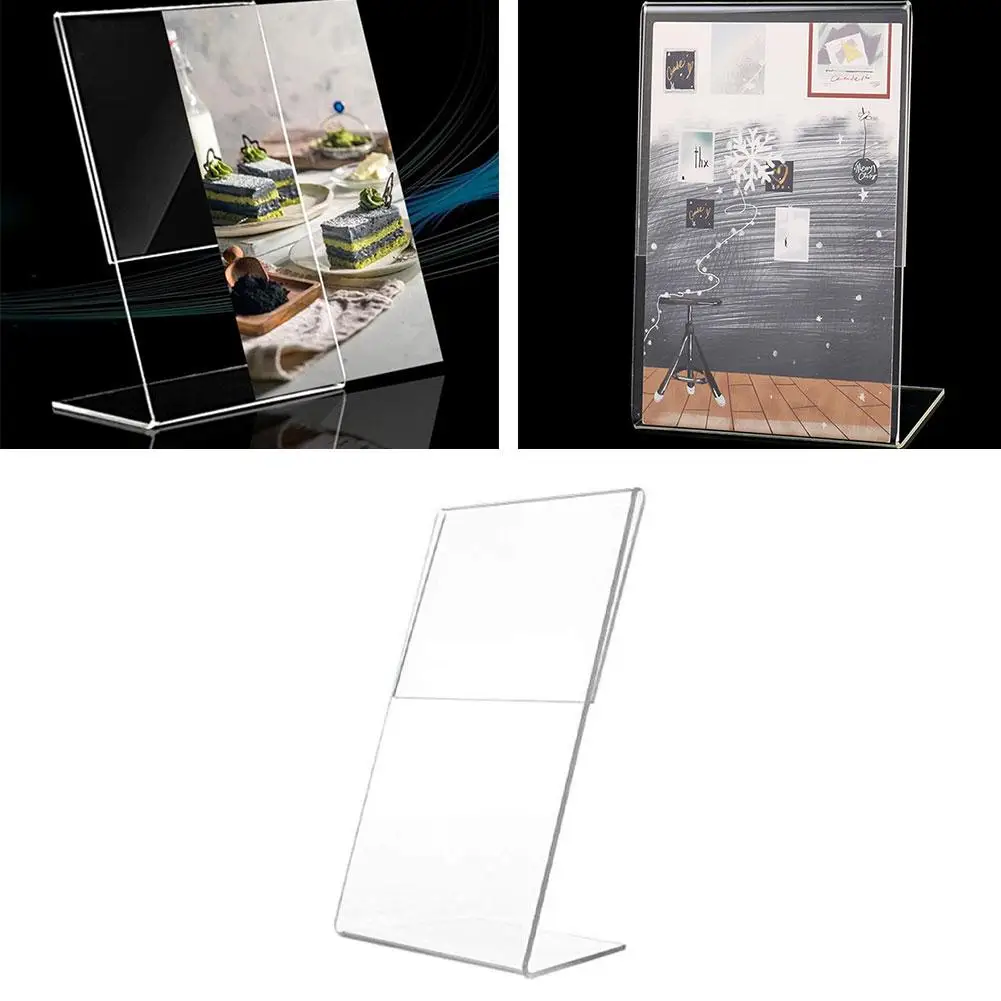 Photo Booth Frames Clear Acrylic Display, Slanted Back Vertical Standing Plastic Picture Or Display Sign Holder With Inserts