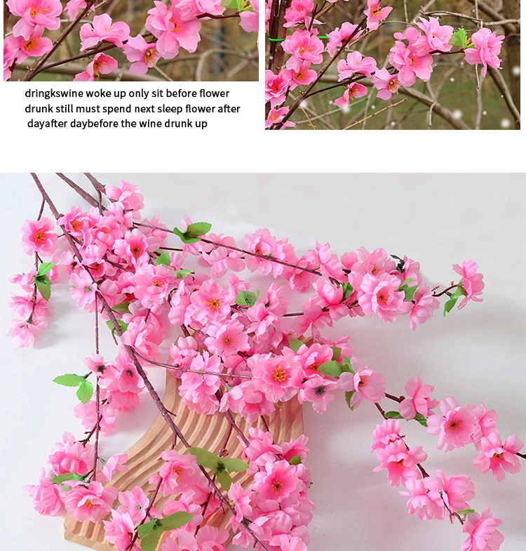 1/3/5 stücke Künstliche Pfirsichblüte Zweig Frühling Pflaume Kirschblüte Seidenblume Baum Dekoration Hause Hochzeit DIY Dekoration – Detail 13