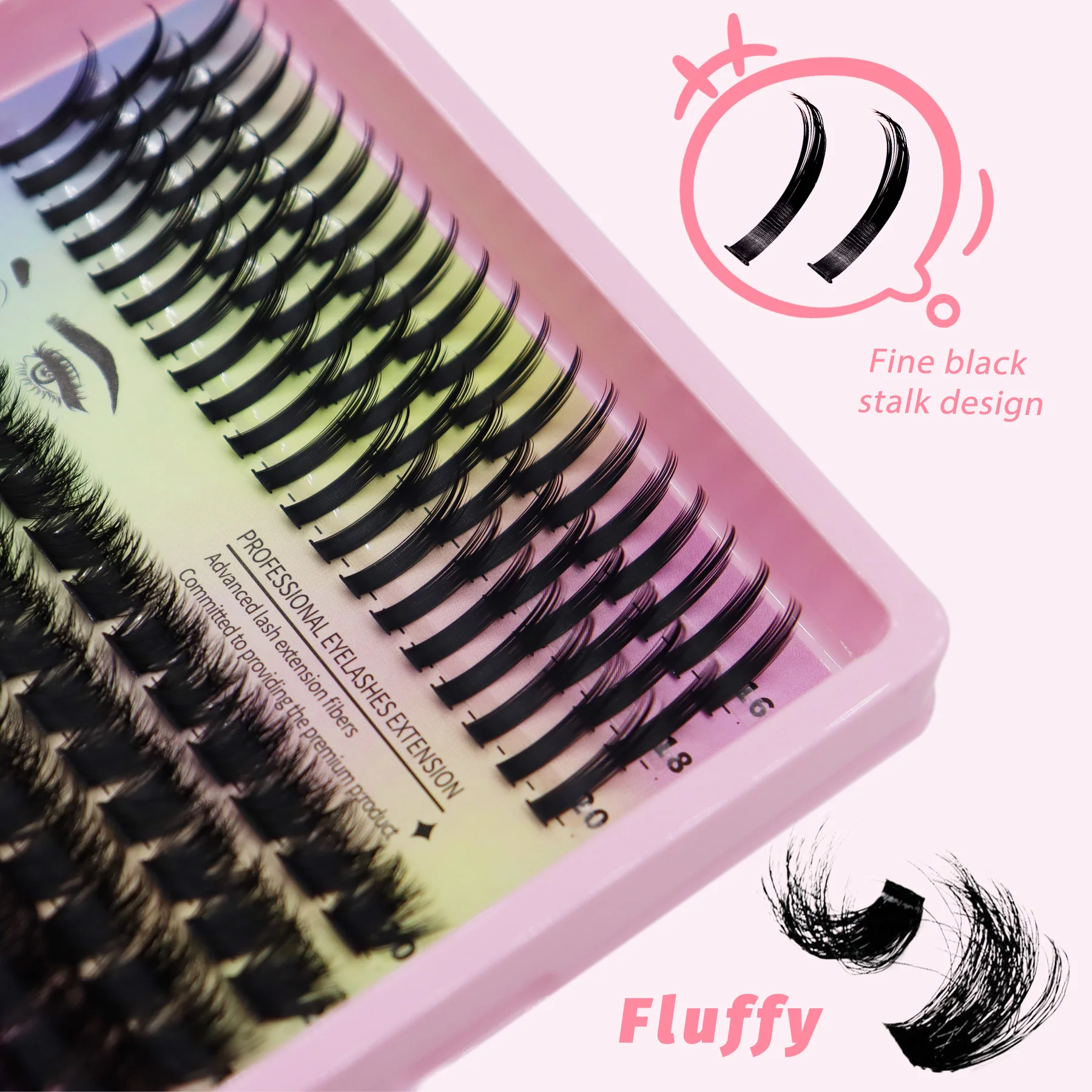Spiky Fairy False Eyelashes Mixed 60D-200D Fluffy & Three-Dimensional Long-Lasting Curly Handmade
