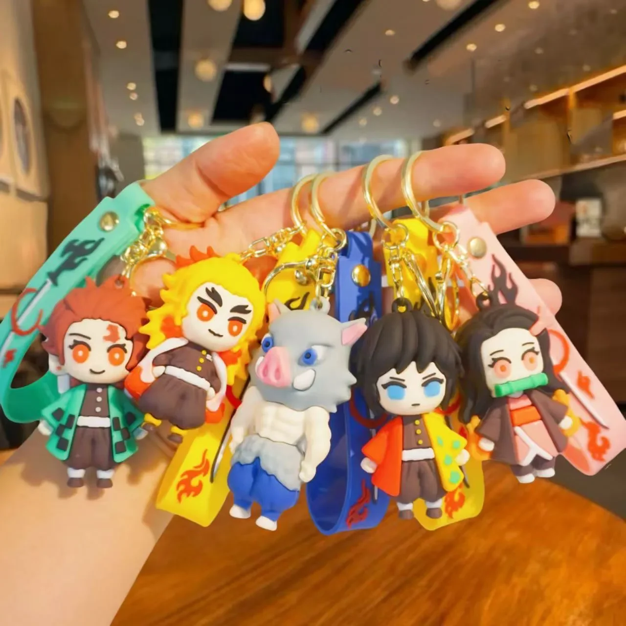 Creativity Anime Demon Slayer Keychain Kamado Tanjirou Nezuko Tomoe Gonroku Agatsuma Zenitsu Cute Bag Accessorie Peripheral Gift