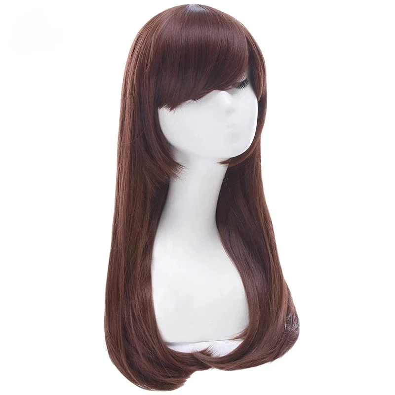 Over Game Watch Cosplay Hana Song DVA Wig Long Brown Women Synthetic Hair WigsGame ROLECOS OW D.VA Cosplay Wig