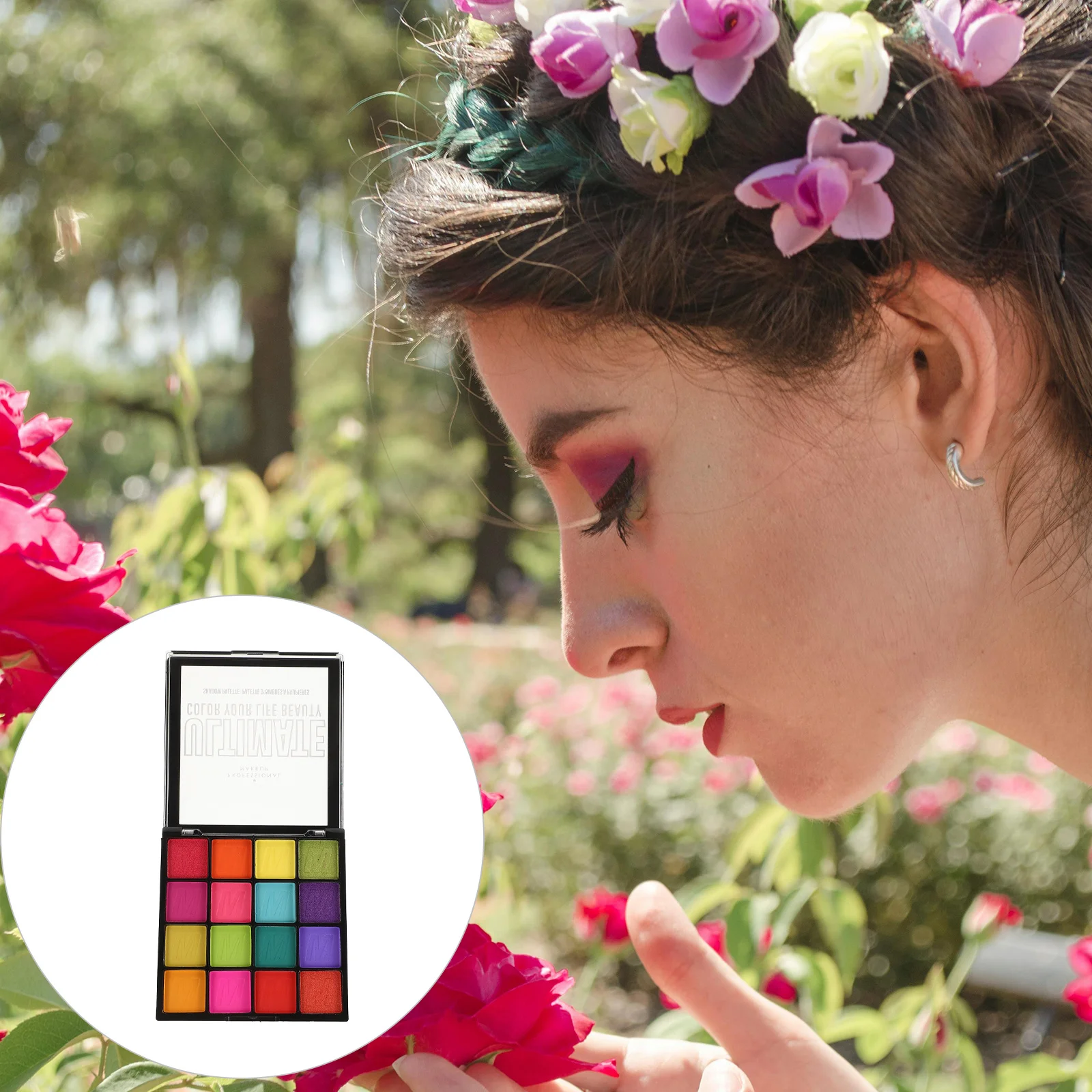Paleta de sombras de ojos, 16 colores, brillo nacarado, mate, resistente al agua, paleta de maquillaje colorida brillante para el Festival de Halloween