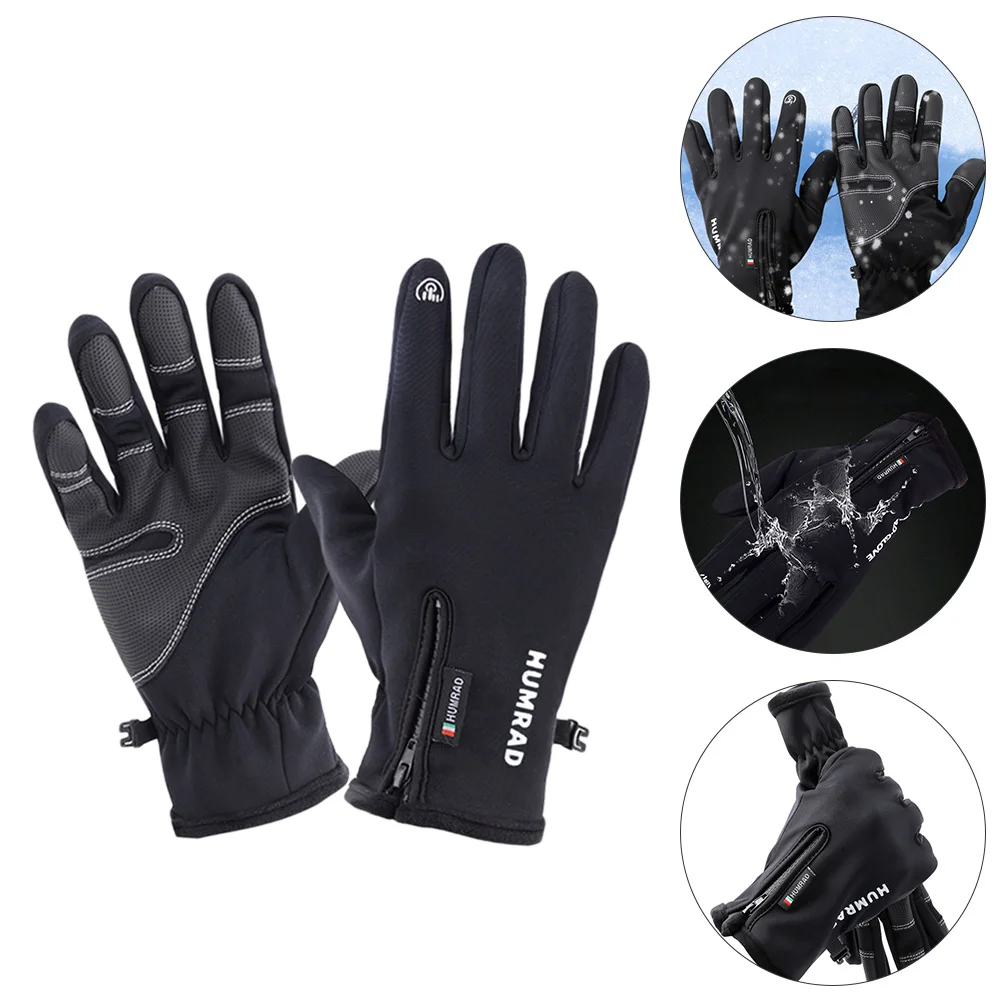 Black Work Gloves Screen Skiing Keep Warm Xl Winter Cycling Bicycling Mitten Man