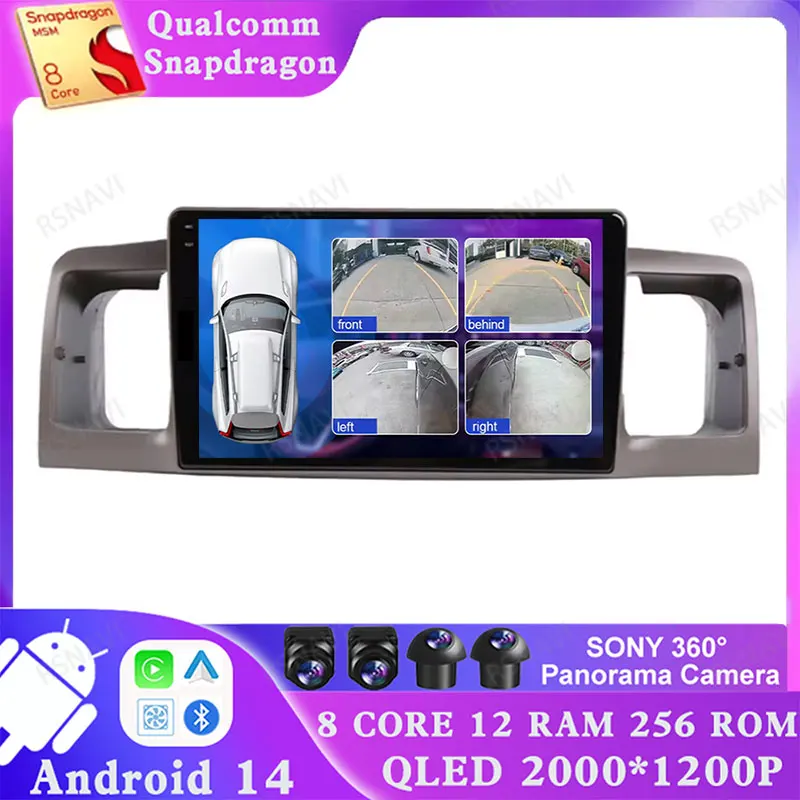 

Android 14 For Toyota Corolla E120 E 120 BYD F3 2007 - 2011 BT 5GWIFI 2DIN Qualcomm DSP 4G LTE DVD Stereo Multimedia Navigation